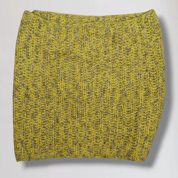 Baby Alpaca Infinity Scarf Yellow Gray Chunky Knit Soft Cozy Peruvian Made - Picture 4 of 7